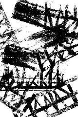 Chaotic architectural blueprint fragments in black for design and art projects