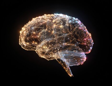 Abstract brain, glowing network