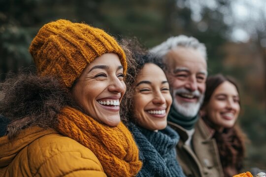 Title: People of varied backgrounds enjoying a picnic in the park and sharing laughs
