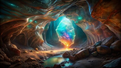 Crystal Cave with Glowing Light