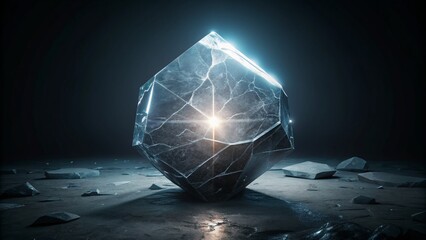 Crystalline Gemstone with Glowing Core
