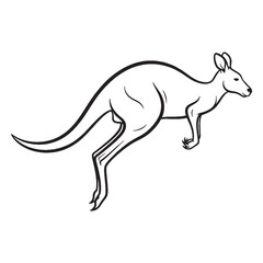 Refined Kangaroo Line Art – Kangaroo Vector Outline Drawing with Iconic Tail Balance – Kangaroo Drawing – Vector of Kangaroo – Kangaroo Outline

