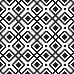 Modern Geometric Diamond Square Line Black White Seamless Pattern
