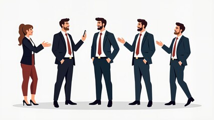 Obraz premium Diverse business people design element set, transparent background 