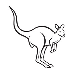 Strong Kangaroo Line Art – Kangaroo Vector Outline Drawing with Powerful Limb Definition – Kangaroo Drawing – Vector of Kangaroo – Kangaroo Outline

