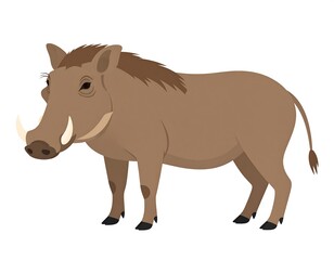 Naklejka premium Cartoon vector illustration of a brown warthog isolated on white background