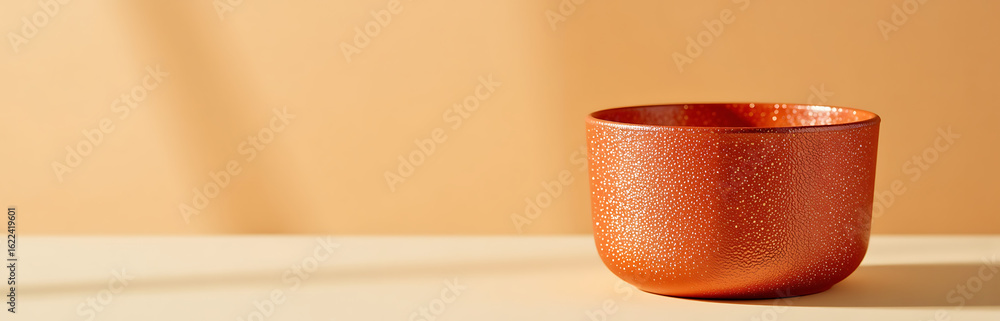 Poster orange glitter paper cup made compostable materials set soft diffused background subtle ambient ligh