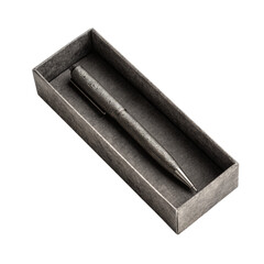 A engraved pen box with textured surface and magnetic lid isolated on transparent background