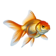 Fototapeta premium side view of golde fish isolated on a transparent white background.