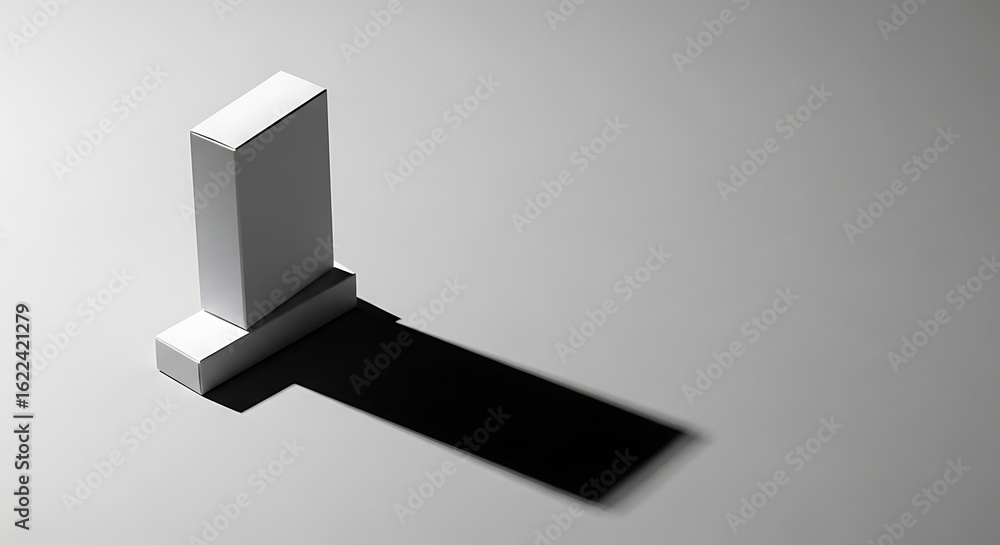 Poster Minimalist product presentation with white boxes casting a strong shadow, creating depth