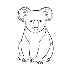 Friendly Koala Line Art – Koala Vector Outline Drawing with Classic Rounded Features – Koala Drawing – Vector of Koala – Koala Outline

