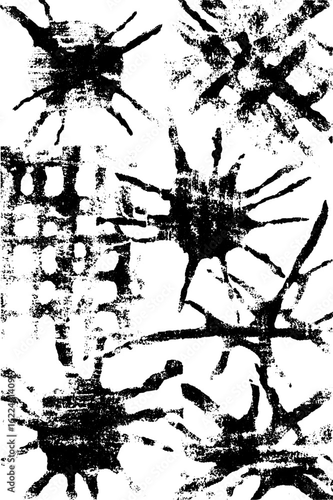 Poster abstract microscopic cell structures in black and white for scientific design and background