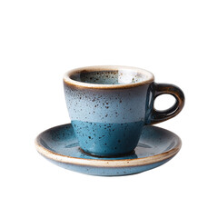 A foldable espresso drinking cup made of glazed ceramic isolated on transparent background