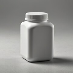 solide white plastic bottle Square shape with white solide lid