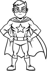 black and white outline of superhero