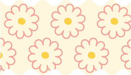 Cream flower washi tape border with scallop cut seamless floral washi tape decorative border for scrapbooking and stationery design
