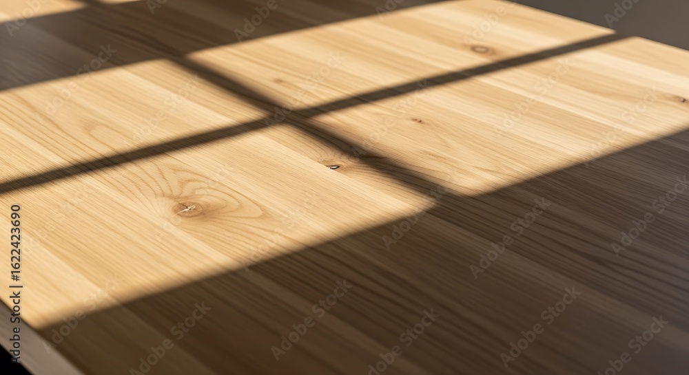 Aufkleber sunlit wooden surface with window shadows creates a modern minimalist pattern showcasing texture