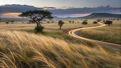 Obraz premium African Savannah Landscape at Dusk