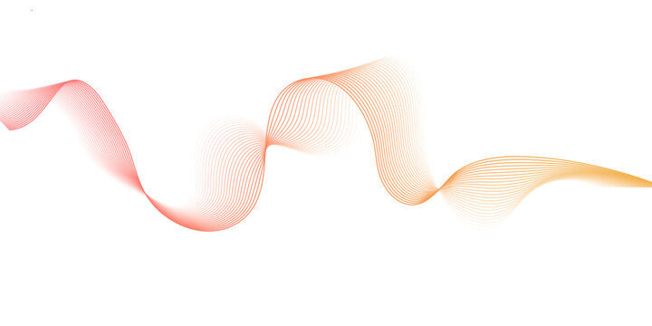 White wave curve lines banner background design. Abstract soft wave lines dynamic flowing orange light isolated background. Vector Illustration of the orange pattern of lines. stripes on white.	