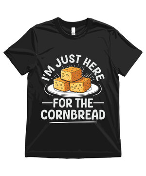 Naklejki I'm just here for the cornbread. Funny Cornbread T Shirt Design Cornbread Illustration Cornbread Clipart Cute Food Art and Funny Cornbread Illustration