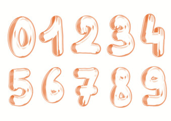 Orange 3D Bubble numbers isolated on transparent background