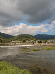 view of river in arashiyama, kyoto 