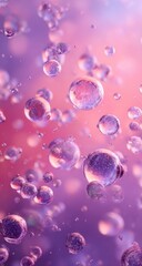 Abstract image of many translucent,  pink bubbles