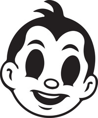 Vintage Cartoon Character Faces Collection – Retro Comic Style Expressions from 1920s–60s in Black and White Vector