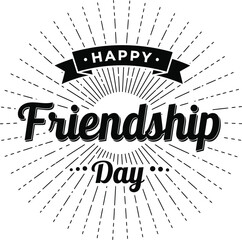 "Happy Friendship Day Typography Design | Classic Black and White Celebration Banner"