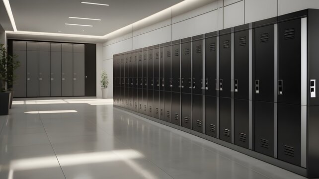 empty locker room with clean minimalist , ideal for school or gym environments