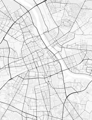 Budapest City Map. Minimalist black and white line art poster for printing, wallpaper, wall art for home and office decor