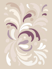 Abstract Foliage Swirls A Minimalist Art Print In Muted Purple And Beige