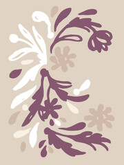 Elegant White And Lavender Floral Spray A Light Minimalist Botanical Art Print