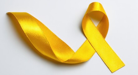 Yellow Cancer Ribbon. Awareness of Health and Medicine with Satin Ribbon Element.