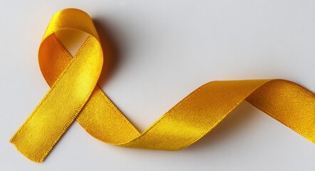 Yellow Cancer Ribbon. Awareness Ribbon Symbolizing Health and Hope on White Background