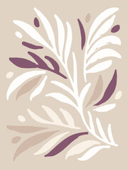 Minimalist White And Beige Fern A Modern Abstract Botanical Foliage Poster