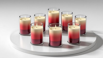 Group of ombre scented candles in glass holders