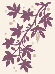 Climbing Mauve Vine With Leaves A Simple Minimalist Botanical Art Poster