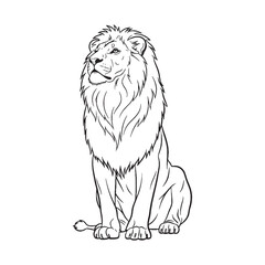 Classic Wildlife Lion Line Art – Lion Vector Outline Drawing with Refined Minimal Design – Lion Drawing – Vector of Lion – Lion Outline

