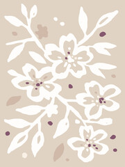 White Cherry Blossoms On A Branch A Minimal And Clean Floral Art Print