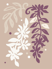 Cascading Floral Vine With White Flowers A Minimalist Botanical Art Print