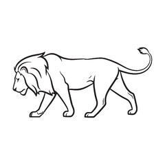 Strong Lion Line Art – Lion Vector Outline Drawing with Rugged Detailed Form – Lion Drawing – Vector of Lion – Lion Outline

