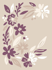 Floral Corner Wreath In Mauve A Minimalist Botanical Art Print For Decor