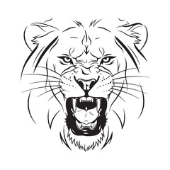 Grand Lion Line Art – Lion Vector Outline Drawing with Sharp Defined Edges – Lion Drawing – Vector of Lion – Lion Outline

