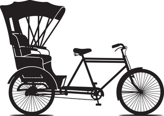 Classic threewheeled cycle rickshaw silhouette with a covered passenger carriage