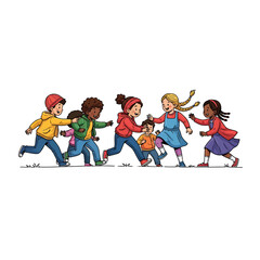 Fototapeta premium Diverse group of children playing tag