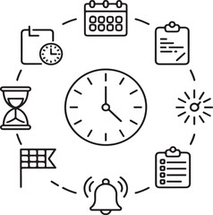 Urgency and Scheduling Icon Set – Clean Line Editable Vector Collection
