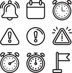 Reminder and Alert Icons – Thin Line Editable Vector Pack