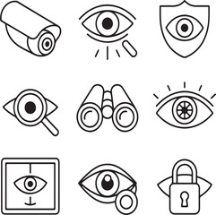 Surveillance and Monitoring Line Icons – Thin Editable Vector Pack