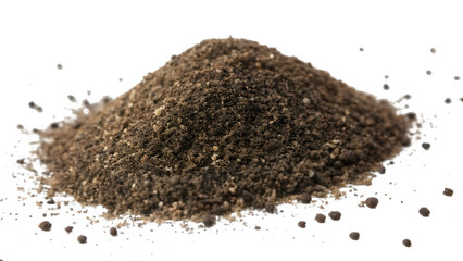 ground black pepper isolated on white background 
